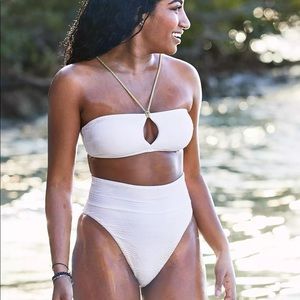 NWT Aerie White Jacquard Bikini set